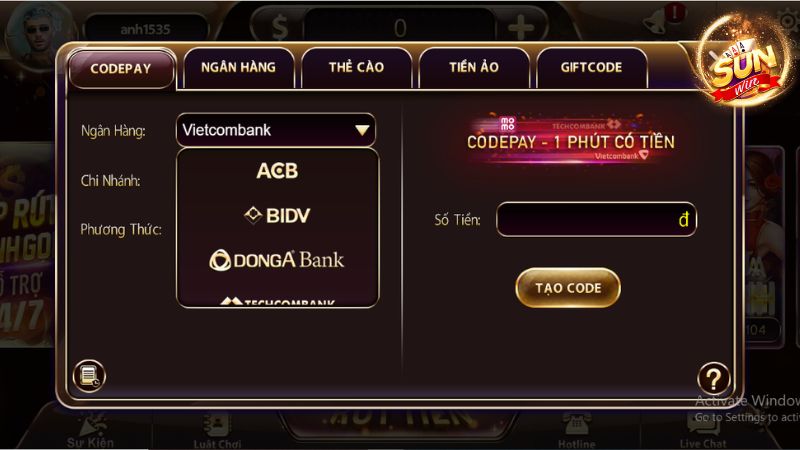 Hình thức nạp tiền bằng Codepay đơn giản